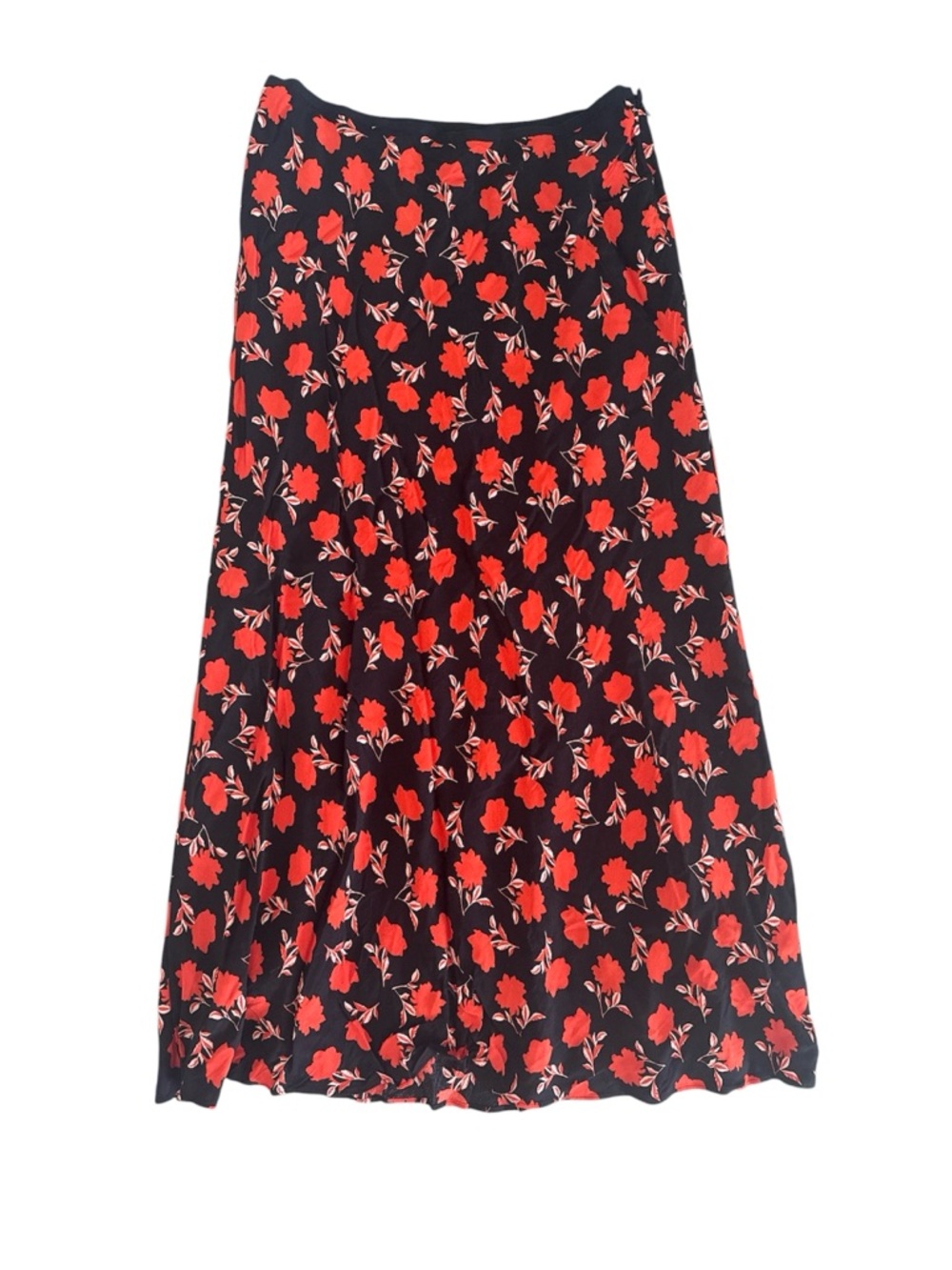 Ann Taylor Women’s Skirt Size 10 Black Orange Floral A-Line Lined Maxi Skirt NWT
